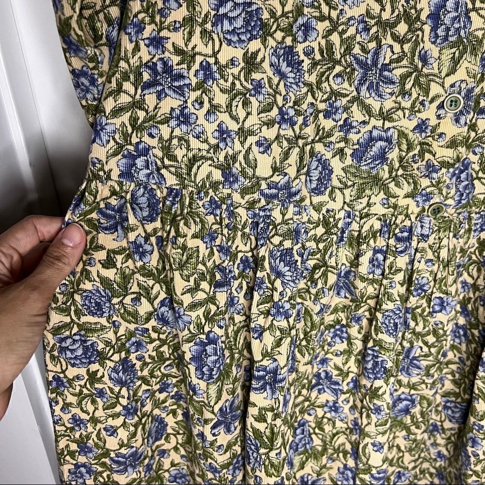 VINTAGE J. Jill Corduroy Floral Button Front Dress - Picture 10 of 14